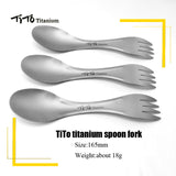 TiTo Outdoor Camping Picnic titanium Spoon Tableware titanium Fork Ultralight pure titanium Spork
