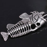 Exaggerated Fish Bone & Fishing Hook Pendant Necklaces Punk Style Black Gold Silver Color Link Chain Personality Jewelry